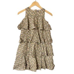 Duffield Lane Girls Floral Tiered Ruffle Dress Size 14 Cotton Sleeveless Multi